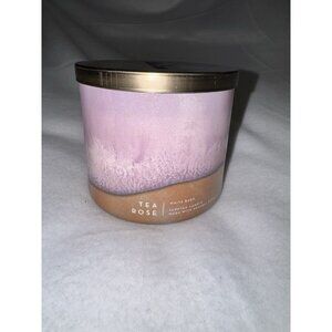 New Bath And Body Works Tea Rose  3 Wick Candle  14.5 Oz Retired White Barn